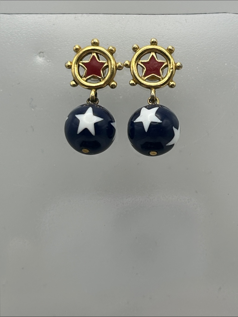 Avon Star Spangle Dangle Red White Blue Earrings